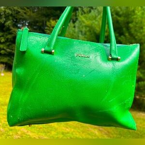 Furla Green Leather Tote Bag